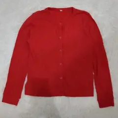 ユニクロ ミニワッフル長袖カーディガン Lサイズ レッド