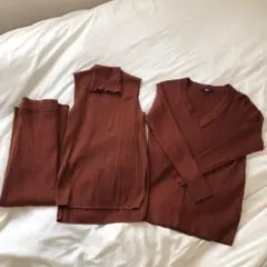 ユニクロ　メリノブレンド　リブニット　セットアップ　3点