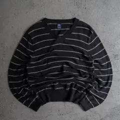 00s old GAP 旧タグ 黒白ボーダー コットン×カシミアニット 短丈◎