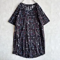 pas de calais ブロックプリントカットソー 黒 36 綿100のサムネイル