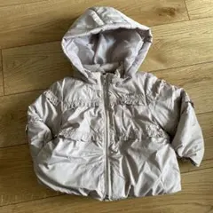 petit main フリル付きベージュダウンコート　90