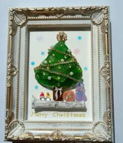 シーグラスアート・シマエナガちゃんとクリスマスツリー・NO789