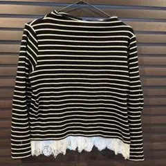 ボーダー　カットソー　レース切り替え　アースミュージック&エコロジー