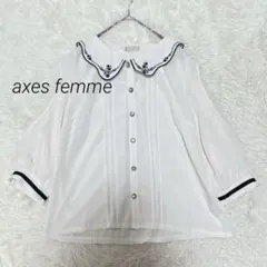 axes femme ローズ刺繍 シックブラウス　M