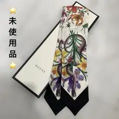 GUCCI ネックボウ スカーフ GGフローラ シルク 黒 白 花柄 - メルカリ