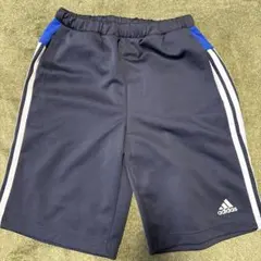 adidas 3本ライン ネイビーハーフパンツ 160cm