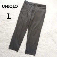 ユニクロ　EZYアンクルパンツ　千鳥格子　洗濯可　L　グレー　スラックス7039