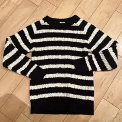黒と白のストライプ ニットセーター