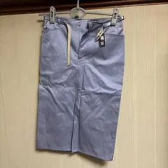 ライトブルー タイトスカート ひざ丈 前ポケット付きのサムネイル
