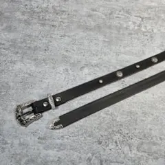 スタッズ レザー ナロー ベルト ハンドメイド bestro-89 - メルカリ