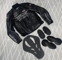 【極美品】elfバイクジャケット/LWサイズ/レザージャケット/プロテクター付き