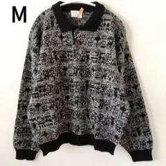 ヴィンテージ　La’Fiori　М　クリーニング済　ニット　総柄　襟付　日本製