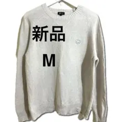 UNIQLO カウズ ウィンター ラムクルーネックセーター　オフホワイト　M