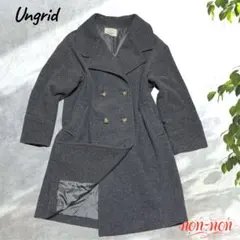 2244.アングリッド/厚手コート【M】グレー/ダブルボタン/大きめ襟/シック