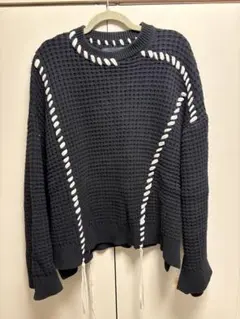 鬼ワッフルクレイジーステッチクルーネックニットプルオーバー ユニ