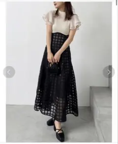 dazzlin シアーチェックコルセットワンピース