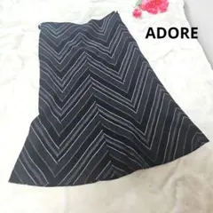 【オシャレ⭐ADORE】黒　グレー　白　ストライプスカートのサムネイル