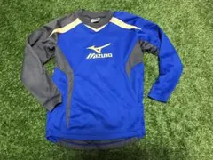 Mizuno ミズノプラシャツサッカーTシャツ140長袖練習着 青/グレー金色