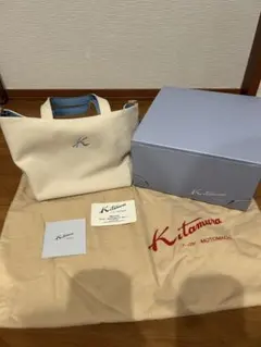 【未使用】キタムラ　K刺繍 ホワイト　ハンドバッグ