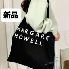 新品 マーガレットハウエルロゴトートバッグ エコバッグ ブラック黒 A4 大容量