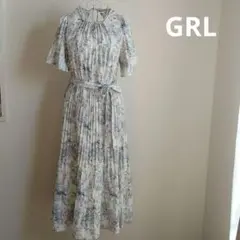 GRL グレイル ☆ 前後2way花柄消しプリーツフレアワンピース　M