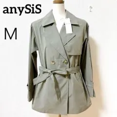 【未使用タグ付】　エニィスィス トレンチコート　ベルト付き　カーキ　薄手　Ｍ