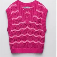 ピンクニットベスト/ZARA