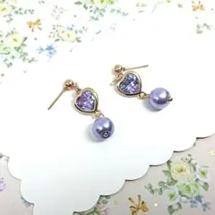 No.615☆ハート（ライトパープル） ピアス イヤリング マスクチャーム