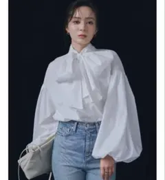 anuans Anniv.バルーンスリーブボウタイブラウス