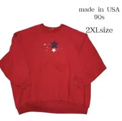 USA製 90s 星柄 スター刺繍スウェット 2XL