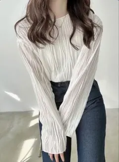 【GRL】 ウェーブシアーカットトップス[dk1068] サイズフリー