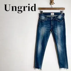 Ungrid　インディゴフレイドヘムストスリ　スキニーデニム　ストレッチ　24