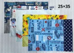 ハンドメイド　ランチョンマット　リバーシブル　5枚セット/　クルマ柄k71