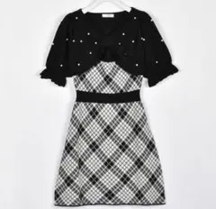 evelyn チェックリボンニットOP ワンピース