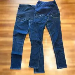 マタニティパンツ デニム　セット まとめ売り ダークブルー　xs