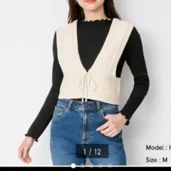 アイボリー Vネック ビスチェ M