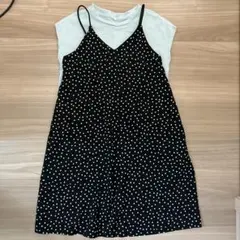 GU 黒ドット ワンピース セット 130cm