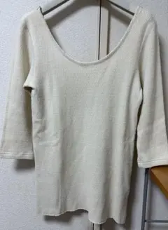 BEAUTY & YOUTH 6アイボリー五分袖サーマルトップス