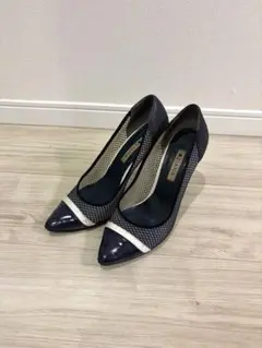 DIANA ダイアナ パンプス 24.5cm ネイビー メッシュ