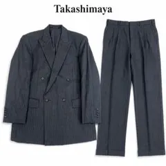 Y291 M タカシマヤ ELEFIT ストライプ ダブル 上品 スーツ メンズのサムネイル