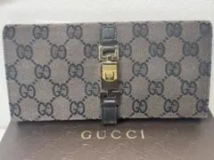 【新品未使用】GUCCI GGパターン 長財布 グレー/ブラックグッチ
