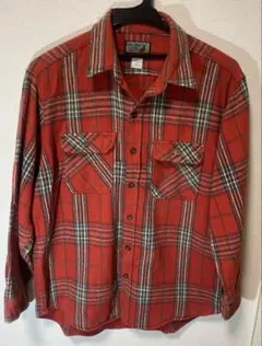EDWIN 赤 チェック メンズ長袖ネルシャツ Lサイズ