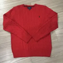 ポロ ラルフローレン ケーブルニット セーター 赤