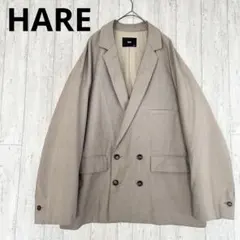 ハレ ダブルブレストジャケット S ワイドスリーブ ビッグシルエット ベージュ