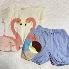 ベイビーチアー　100cm フラミンゴTシャツ　アイスショートパンツ