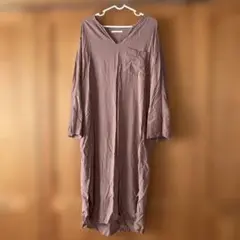 アーバンリサーチ濃ピンク Vネック 長袖ワンピース