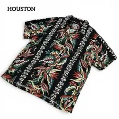 HOUSTON アロハ シャツ 半袖 開襟 ハイビスカス レーヨン L アメカジのサムネイル
