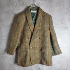 【ヴィンテージ】古着 テーラードジャケット ツイード ダブル シルク混 レトロ
