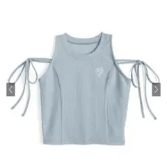 GRL ショルダーリボンハート刺繍タンクトップ[ru1231]ブルー　Mサイズのサムネイル