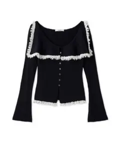 SNIDEL Sustainableビッグカラーレーストリムニットプルオーバー